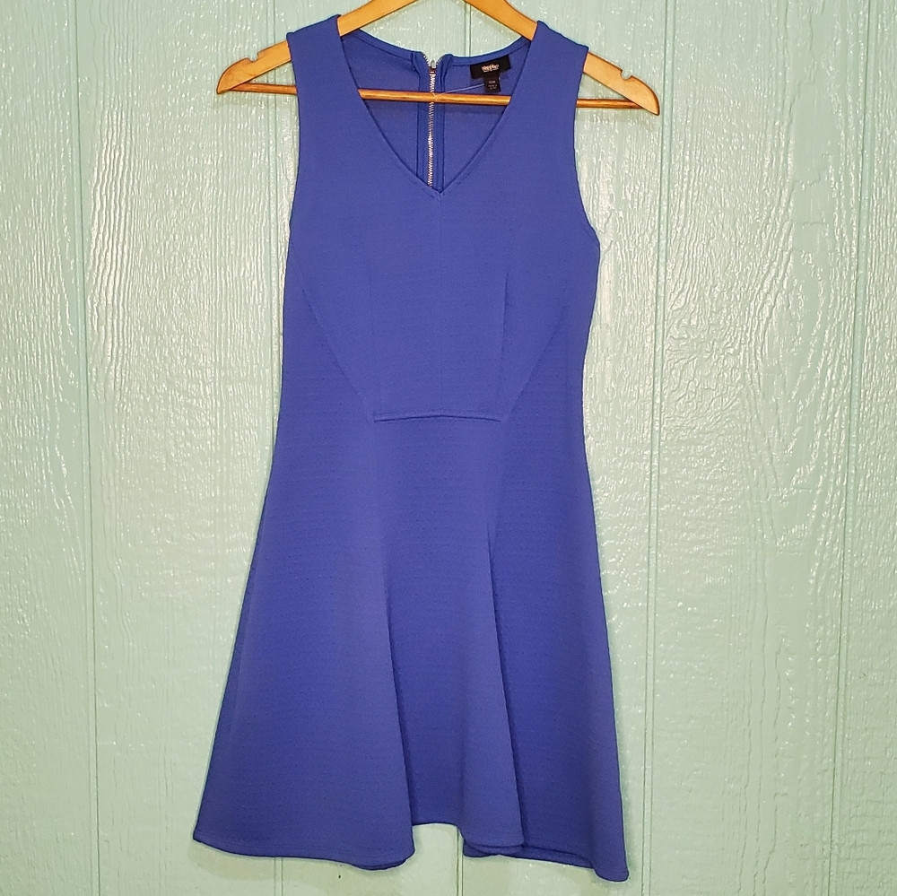 ♥️ Mossimo blue dress zipper sleeveless flowy V-neck Size XS